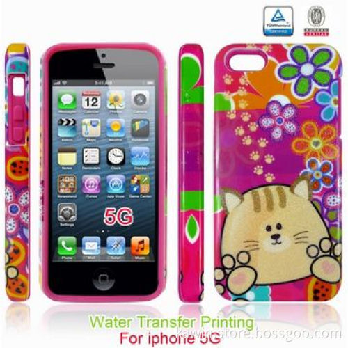 Water Transfer Printing PC+Silicone Cover for iPhone 5